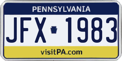 PA license plate JFX1983