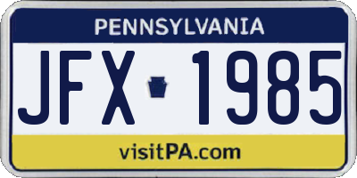 PA license plate JFX1985