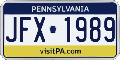 PA license plate JFX1989