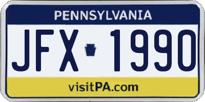 PA license plate JFX1990