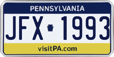 PA license plate JFX1993