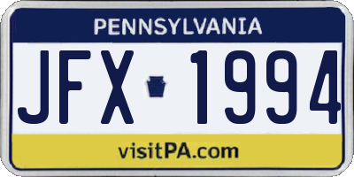 PA license plate JFX1994
