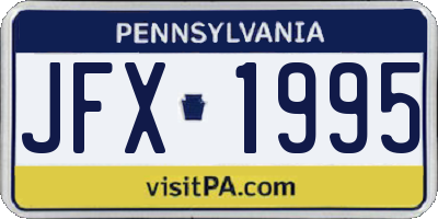 PA license plate JFX1995