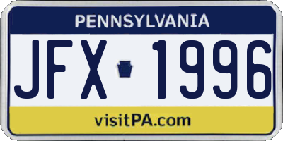 PA license plate JFX1996