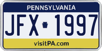 PA license plate JFX1997