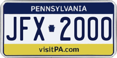 PA license plate JFX2000