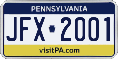 PA license plate JFX2001