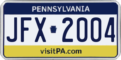 PA license plate JFX2004
