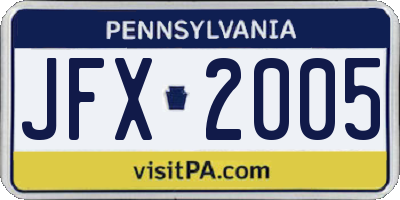 PA license plate JFX2005