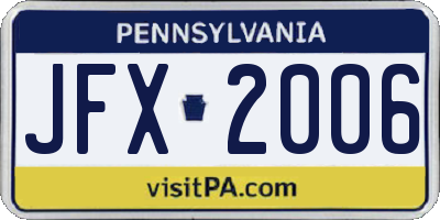 PA license plate JFX2006