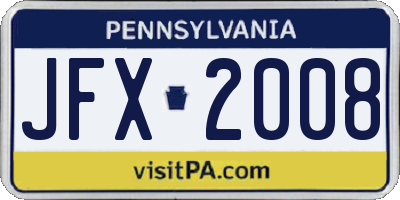 PA license plate JFX2008