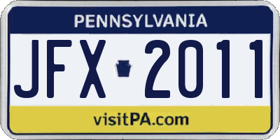 PA license plate JFX2011