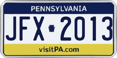 PA license plate JFX2013