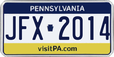 PA license plate JFX2014