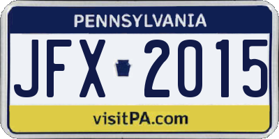 PA license plate JFX2015