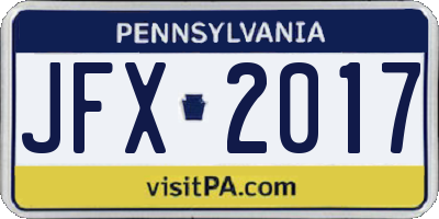 PA license plate JFX2017
