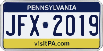 PA license plate JFX2019