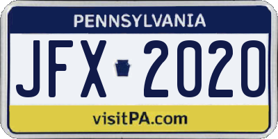 PA license plate JFX2020