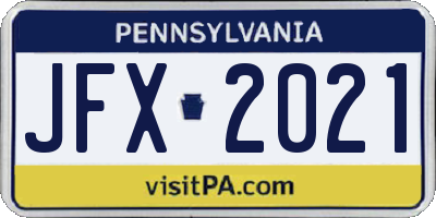 PA license plate JFX2021