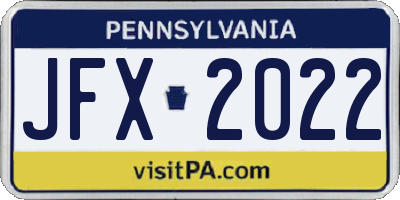PA license plate JFX2022