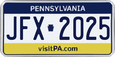 PA license plate JFX2025