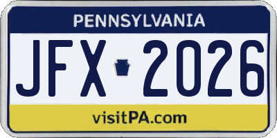 PA license plate JFX2026