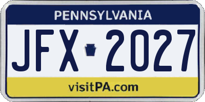 PA license plate JFX2027