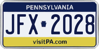 PA license plate JFX2028