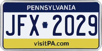 PA license plate JFX2029