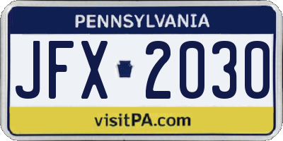 PA license plate JFX2030