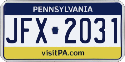 PA license plate JFX2031