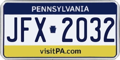 PA license plate JFX2032