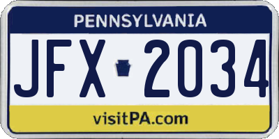 PA license plate JFX2034