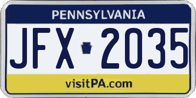 PA license plate JFX2035