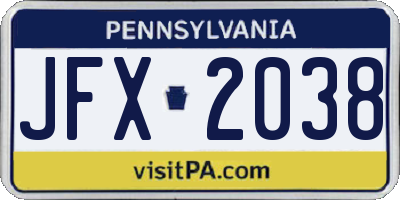 PA license plate JFX2038
