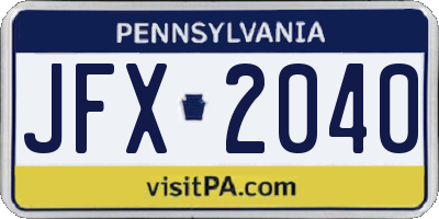 PA license plate JFX2040