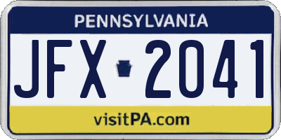 PA license plate JFX2041