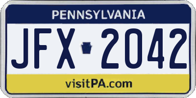 PA license plate JFX2042