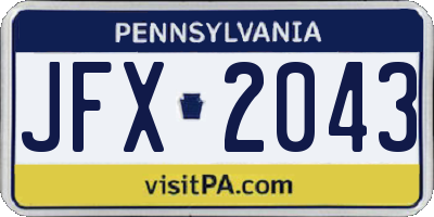 PA license plate JFX2043