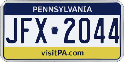 PA license plate JFX2044