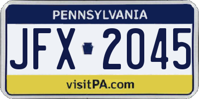 PA license plate JFX2045