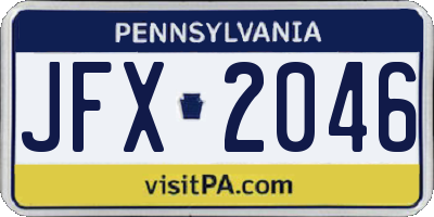 PA license plate JFX2046