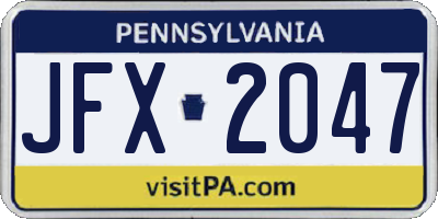 PA license plate JFX2047