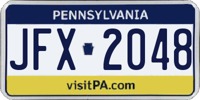 PA license plate JFX2048