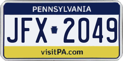 PA license plate JFX2049