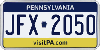 PA license plate JFX2050