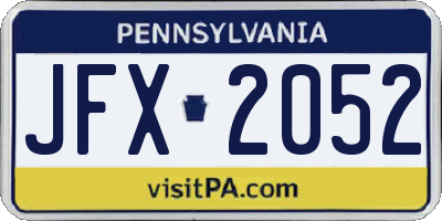 PA license plate JFX2052