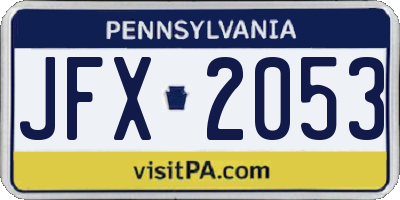 PA license plate JFX2053