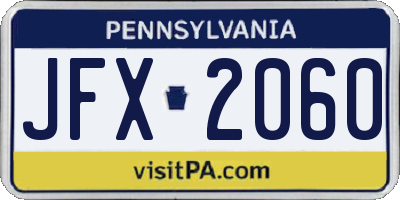 PA license plate JFX2060