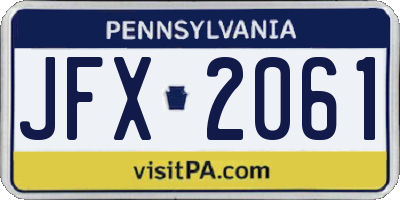 PA license plate JFX2061